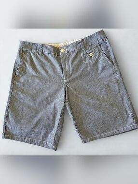 Vintage Dockers Striped Shorts Y2K Deadstock Size 12 Navy White NWT